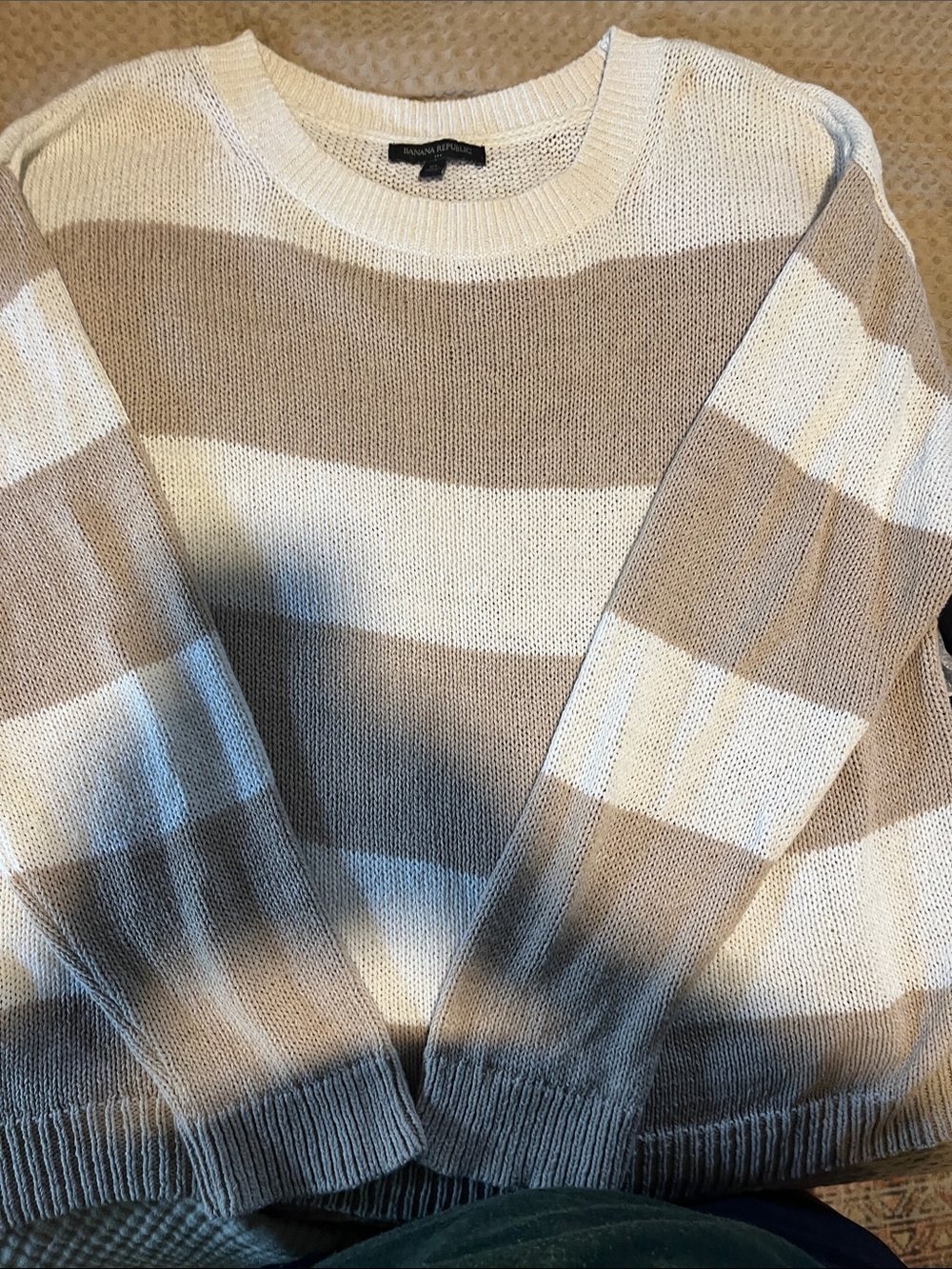 Banana Republic Striped Crewneck Sweater in Cream and Tan